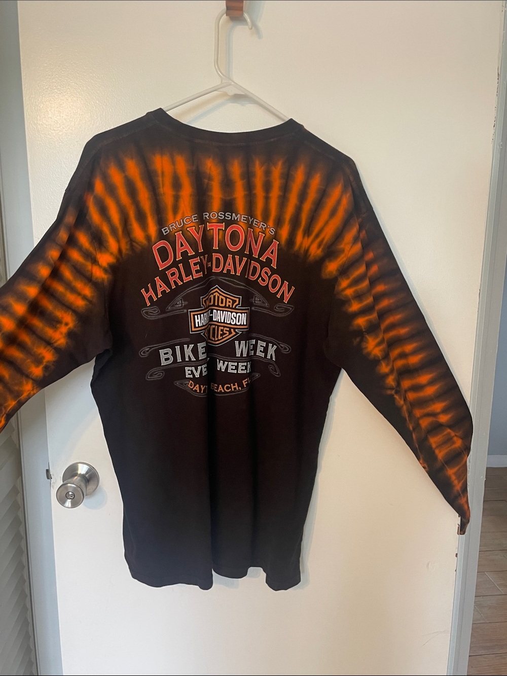 Harley-Davidson Black and Orange Tie-Dye Long Sleeve Tee - Picture 5 of 6